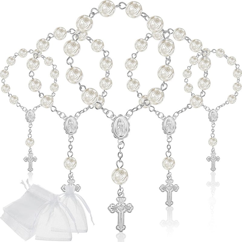 Jadive 30 Pieces Mini Rosaries Baptism Rosary Beads Finger Baptism Rosaries Bulk with Organza Bags for First Communion Christening Weddings Party Favors - Image 1
